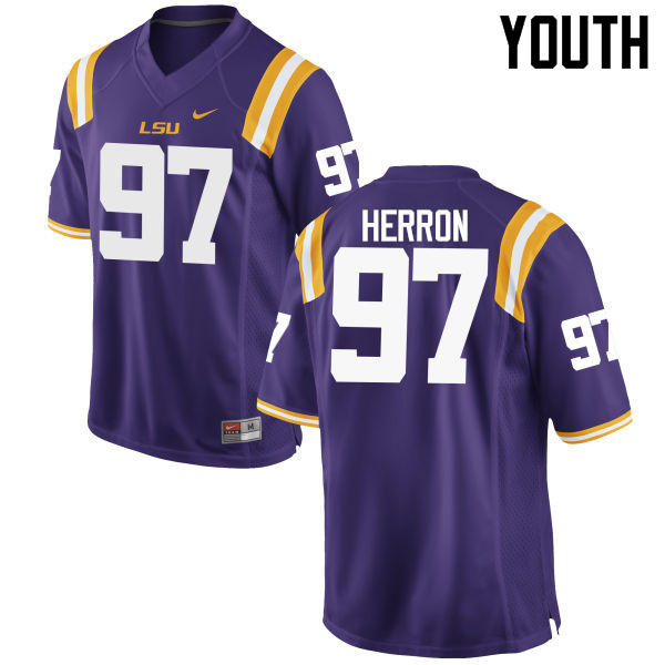 Youth LSU Tigers #97 Frank Herron College Football Jerseys Game-Purple - Click Image to Close